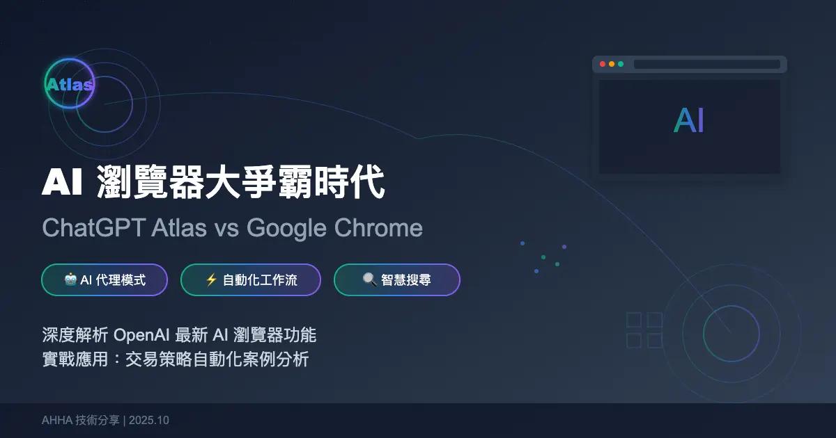 AI 瀏覽器大戰開始了嗎? ChatGPT Atlas AI 瀏覽器功能介紹與競爭分析
