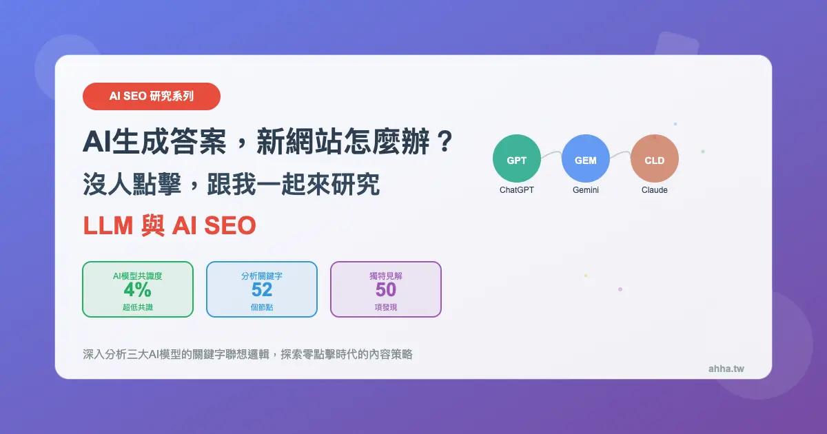 AI直接生成答案,零點擊怎麼辦?AI 搜尋時代,跟我一起來研究LLM 與 AI SEO